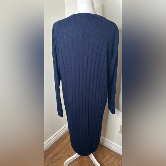 Madewell (Re sourced Ribbed Midi Sweater Dress Dark Indigo Size Large - Picture 5 of 9